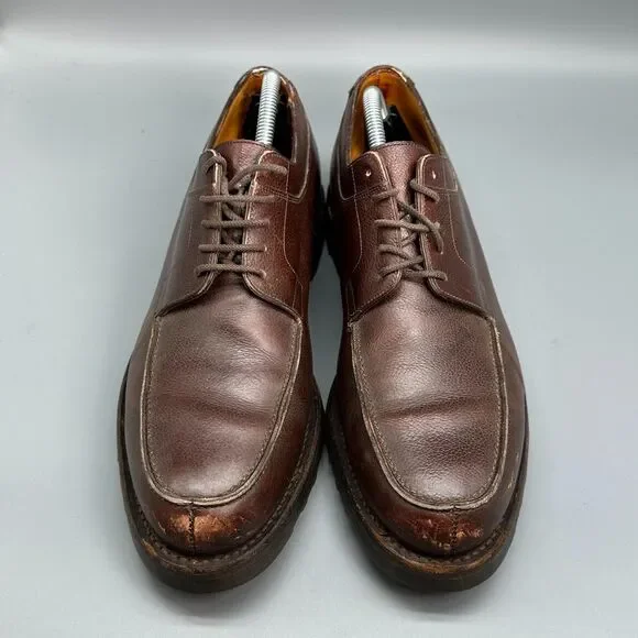 John Lobb Barros Mens 9 Dark Brown Leather Derby Shoes Lace